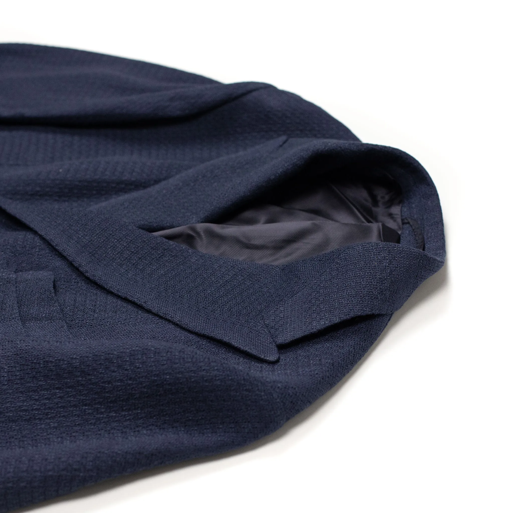 Aaredeo double-breasted jacket in navy self-striped hopsack linen mix
