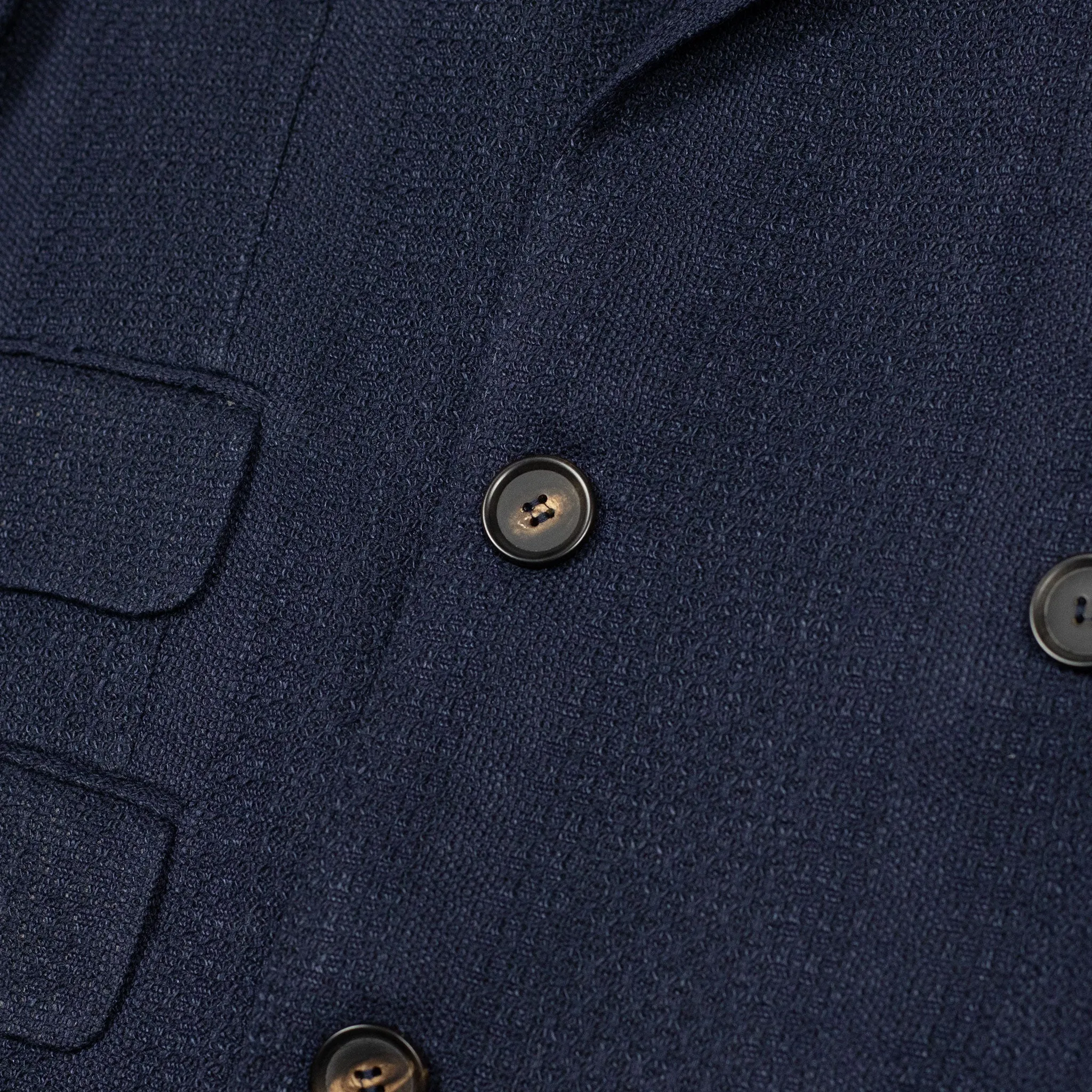 Aaredeo double-breasted jacket in navy self-striped hopsack linen mix