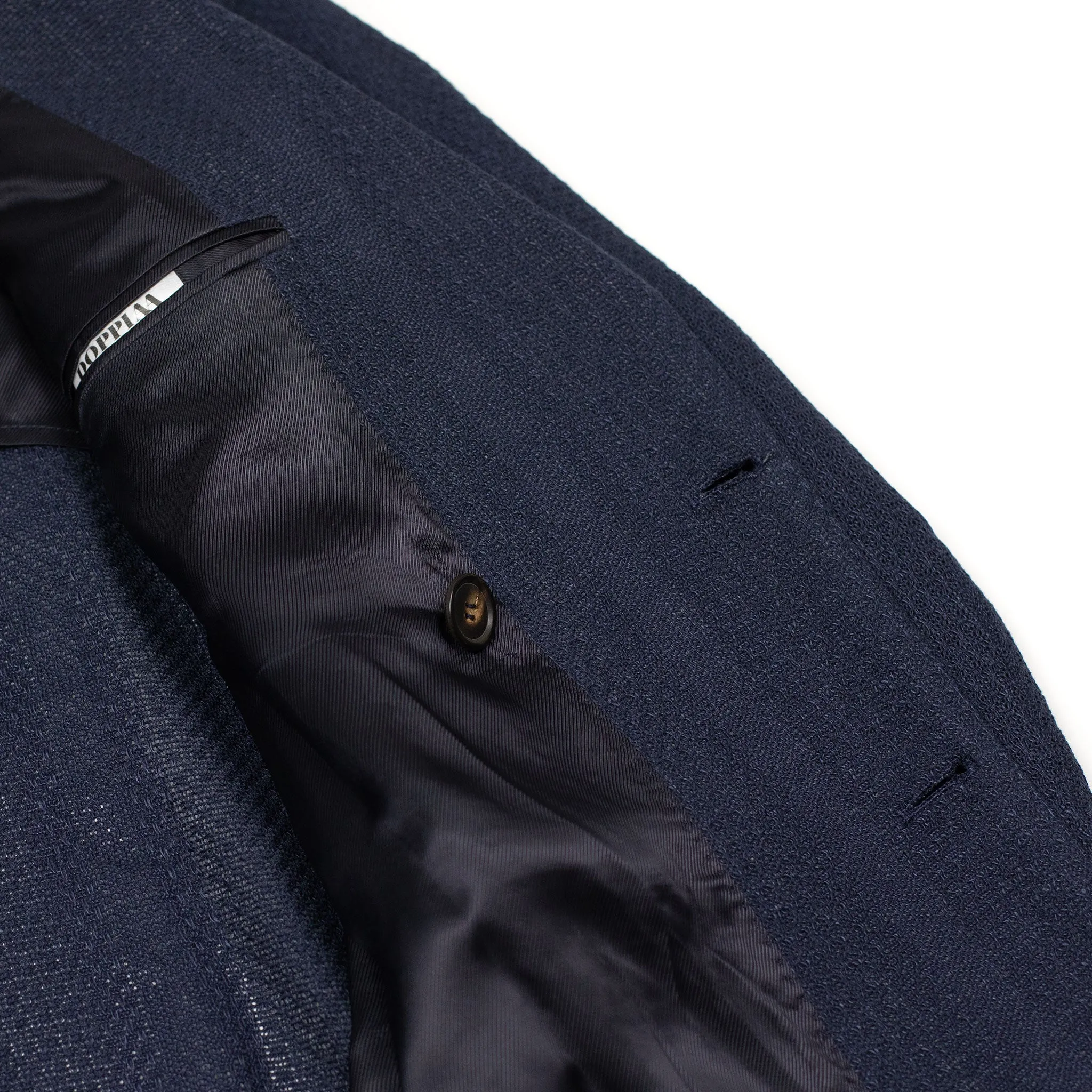 Aaredeo double-breasted jacket in navy self-striped hopsack linen mix