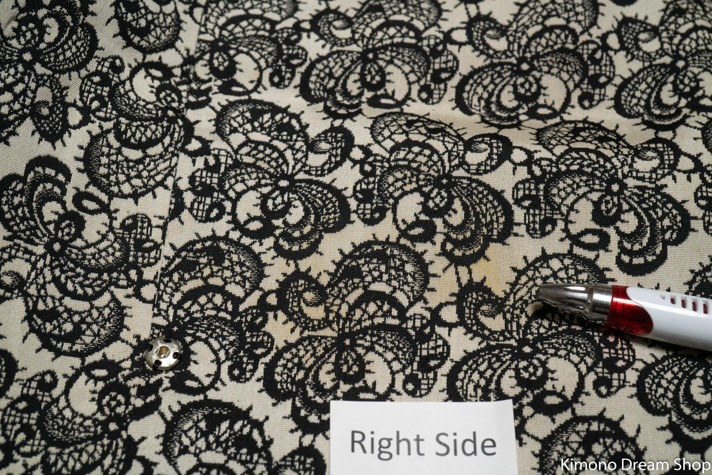 Black & Grey Gothic Flowers Haori - Vintage Kimono Jacket Unique Patterns - With Pocket
