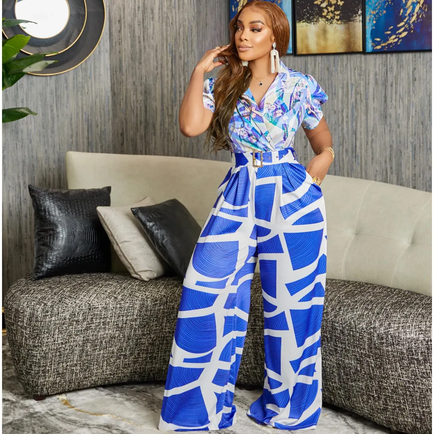 Chic in Blue Wide Leg Jumpsuit