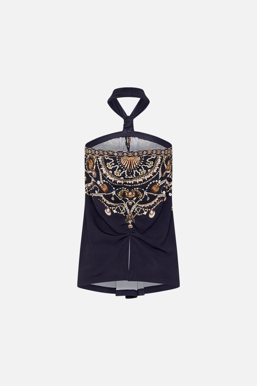 DRAPED JERSEY HALTER TOP DANCE WITH THE DUKE