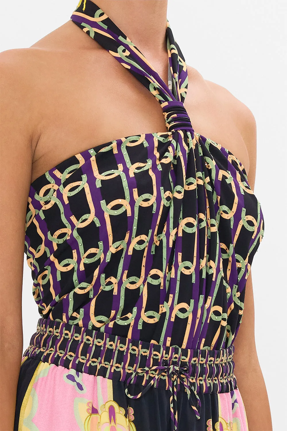 DRAPED JERSEY HALTER TOP FILM DIVA