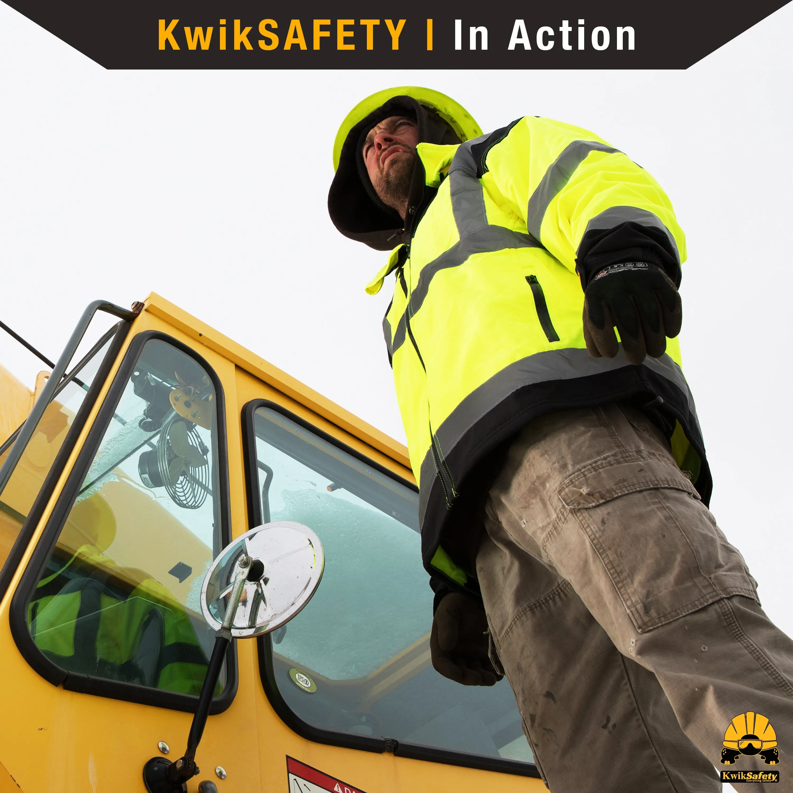 KwikSafety AGENT Safety Softshell Jacket (DETACHABLE HOOD) Class 3 ANSI Tested OSHA Compliant Hi Vis Reflective PPE - Model No.: KS5502