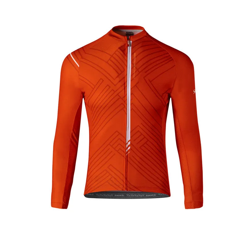 Santic Light Stripe Red Men’s Cycling Jersey Long Sleeve