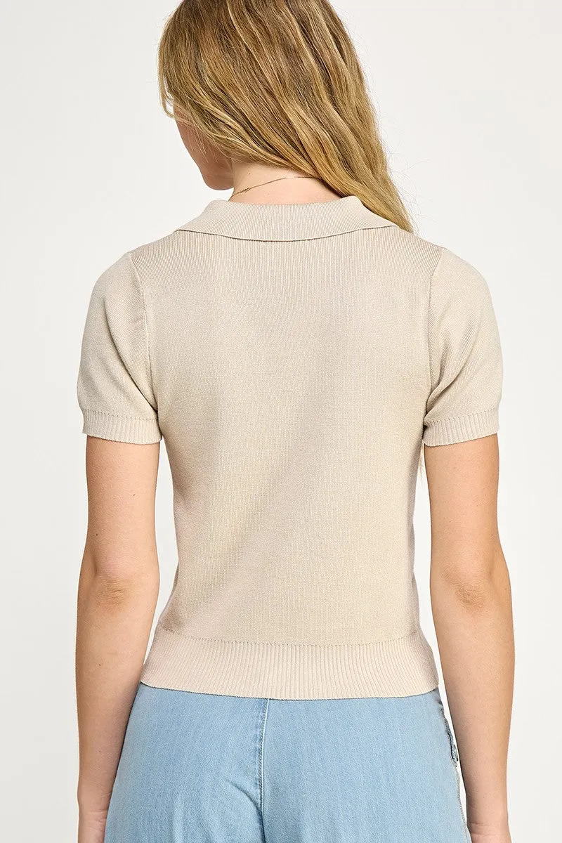 Short Sleeve Polo Sweater