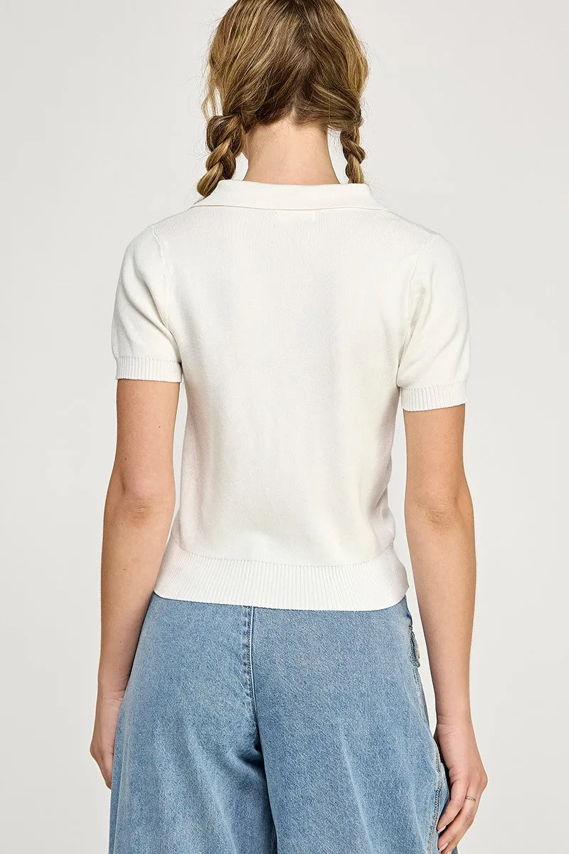 Short Sleeve Polo Sweater