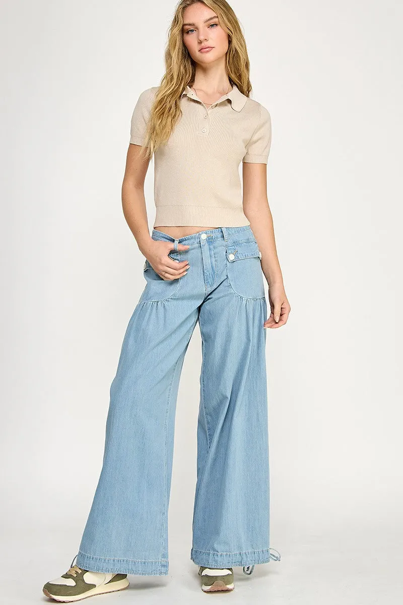 Short Sleeve Polo Sweater