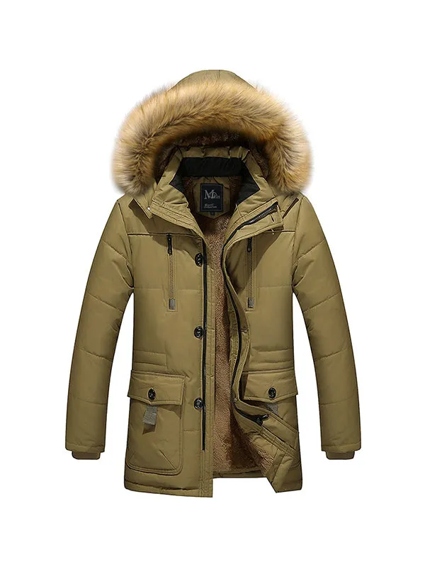 Thickened And Velvet Mid-Length Cotton Jacket Coat