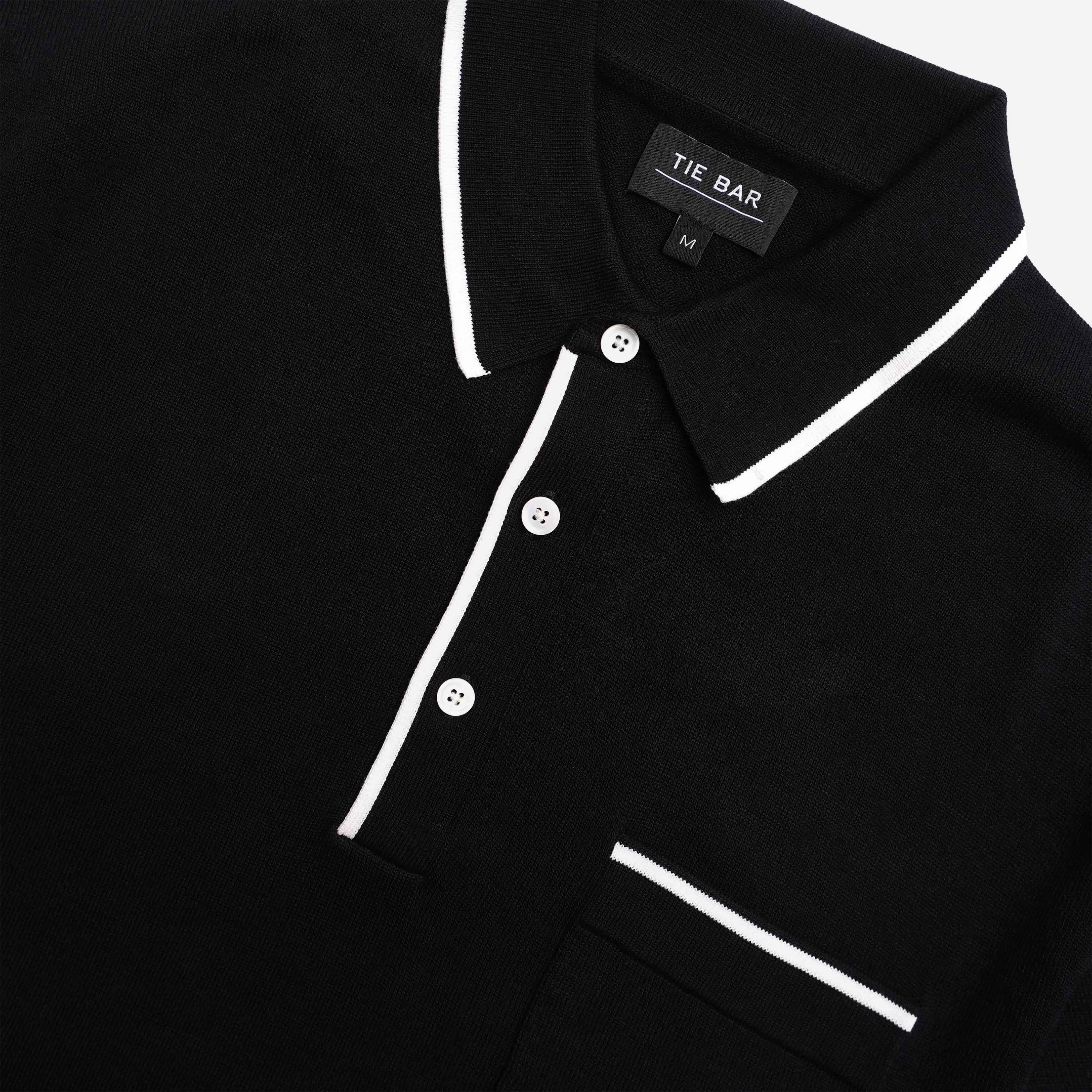 Tipped Cotton Sweater Black Polo